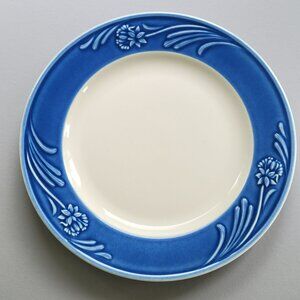 Vintage Lenox Poppies Rainbow Blue Dinner Plate, Raised Floral, Blue Rim, c1998